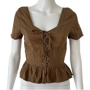 Charlotte Russe Brown Lace Up Top